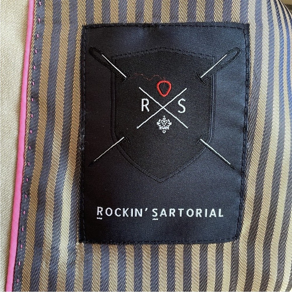 Rockin Sartorial Mens Suit and Pants Sand Size 40 Regular - Picture 3 of 10